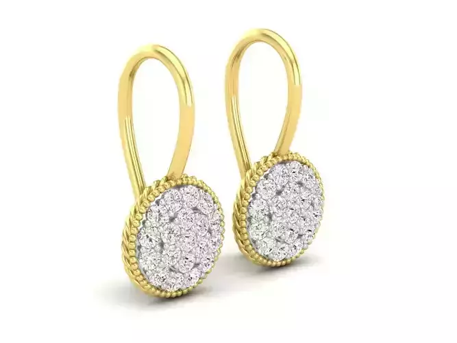 AV 514 Diamond Ladies Cluster Style Dangling Drop Earrings 3D print model