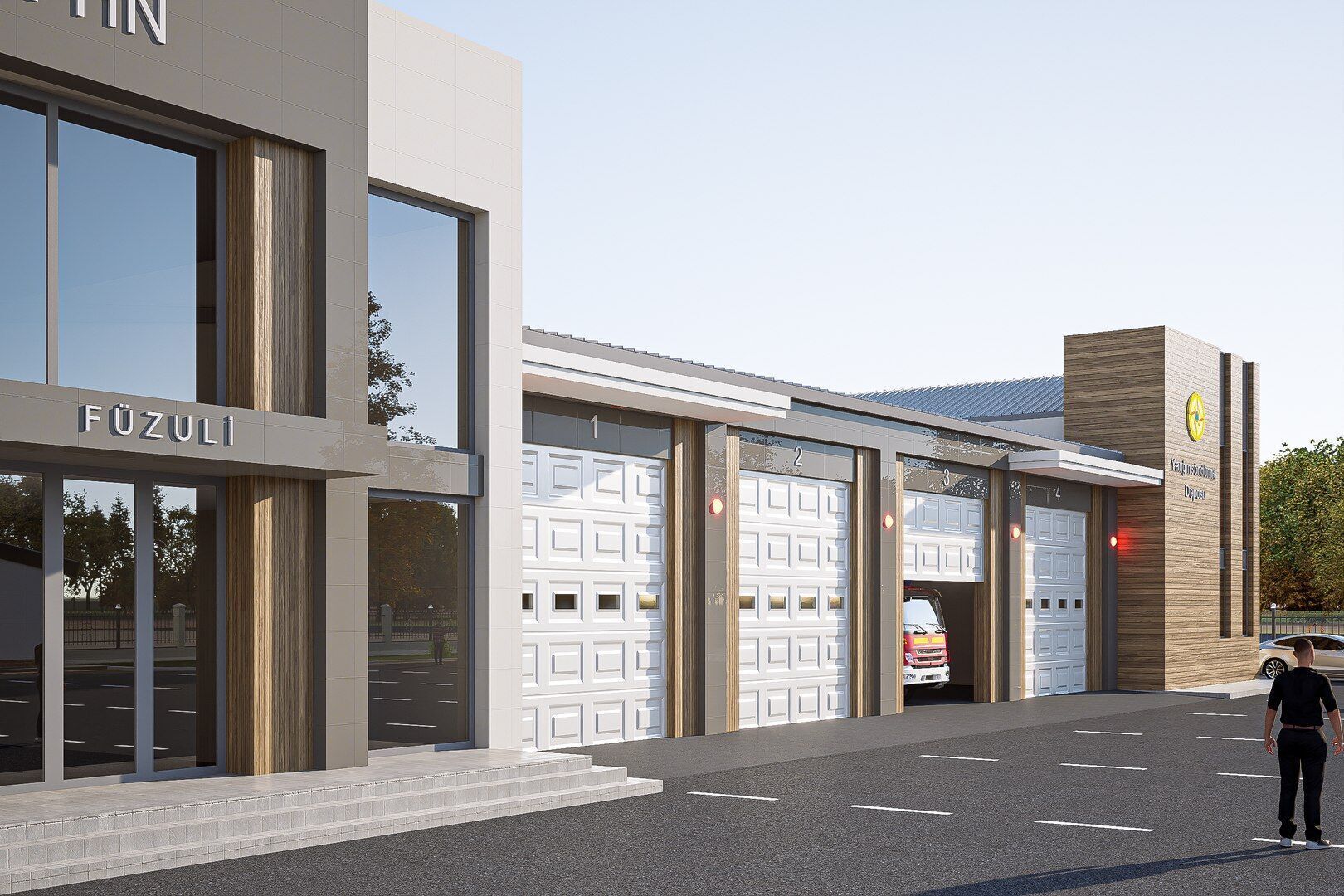 Fire station Low-poly 3D model_1