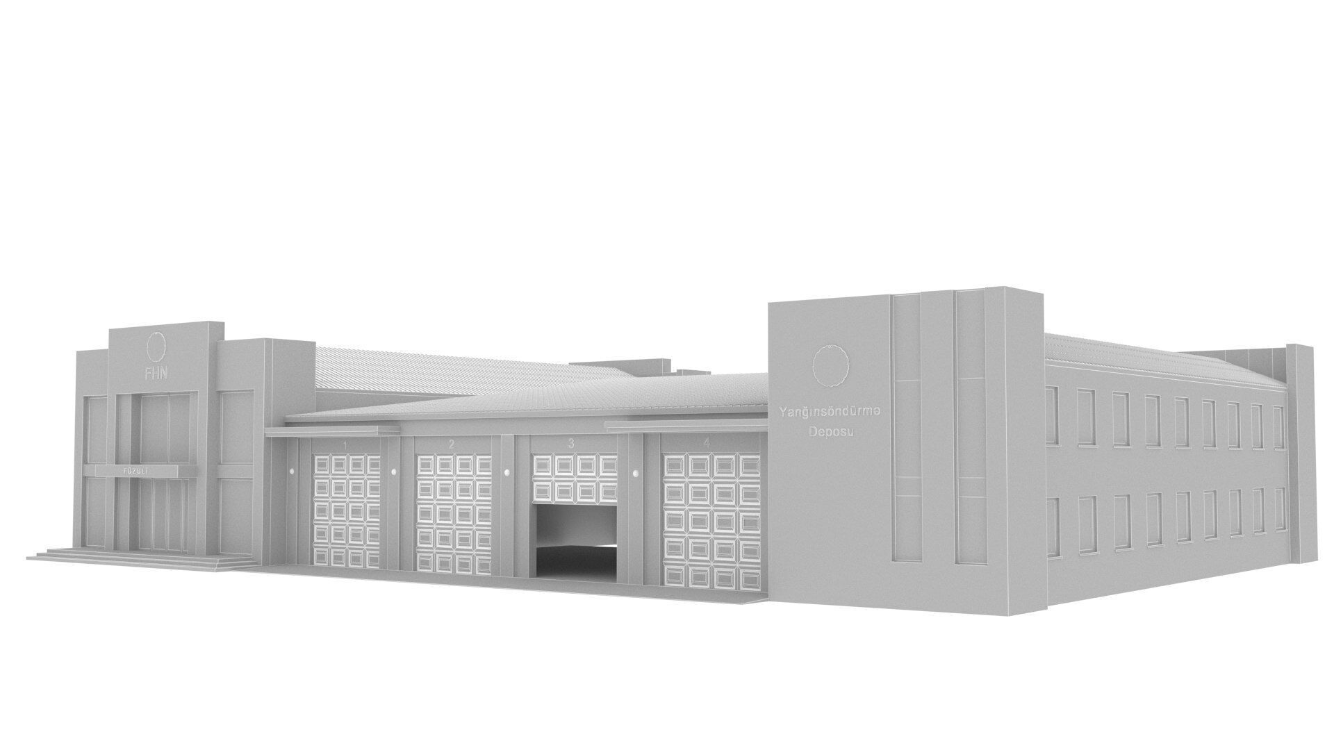 Fire station Low-poly 3D model_9