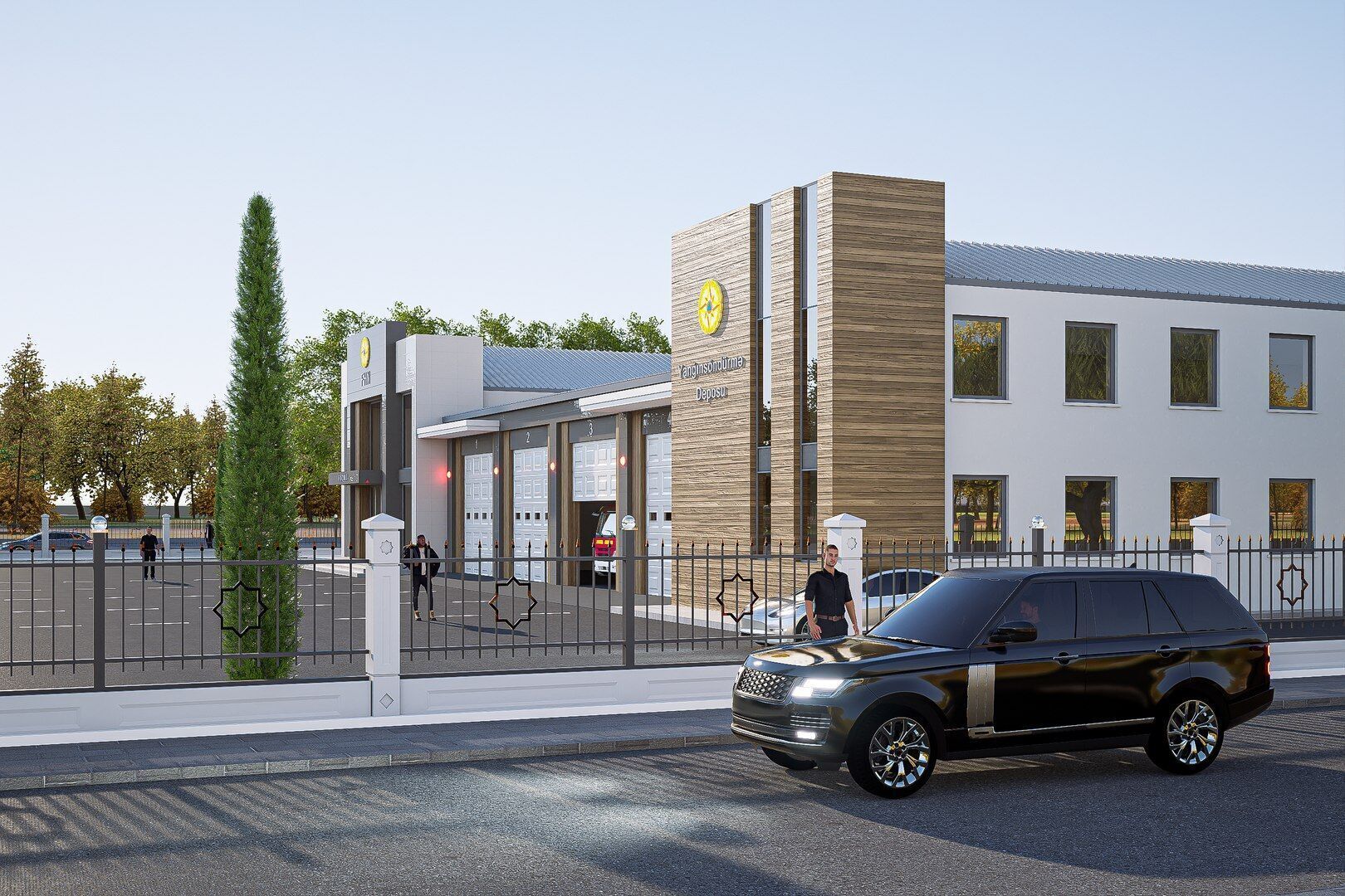 Fire station Low-poly 3D model_6