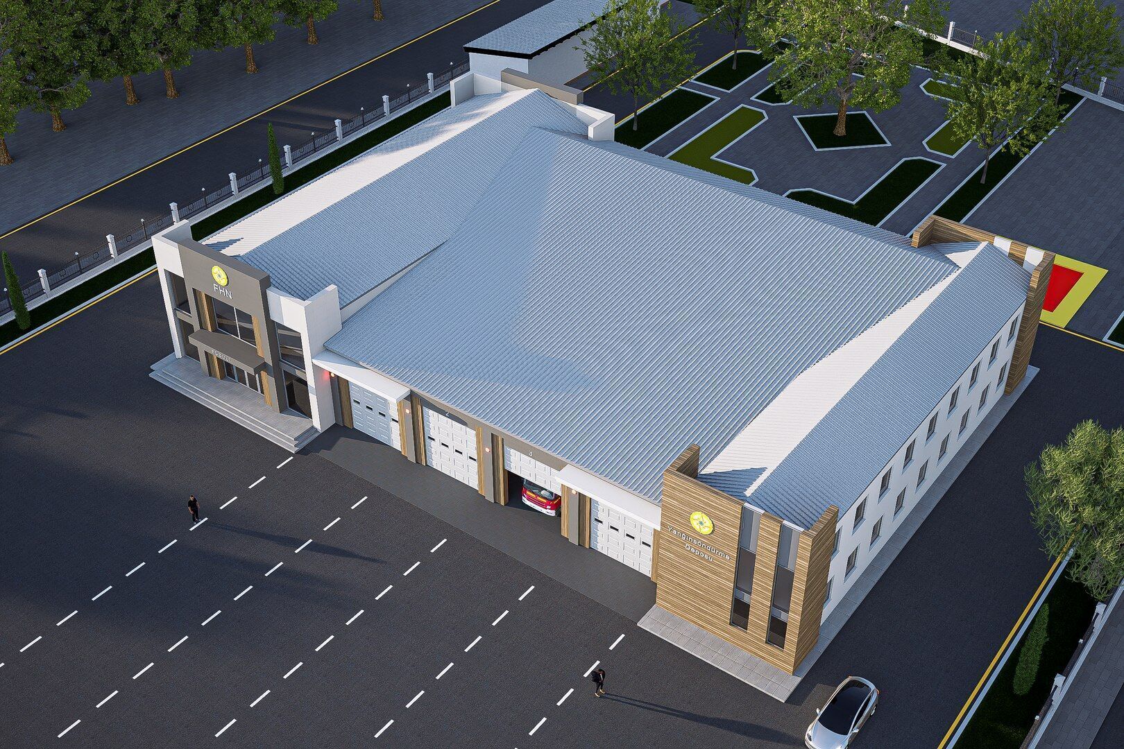 Fire station Low-poly 3D model_3