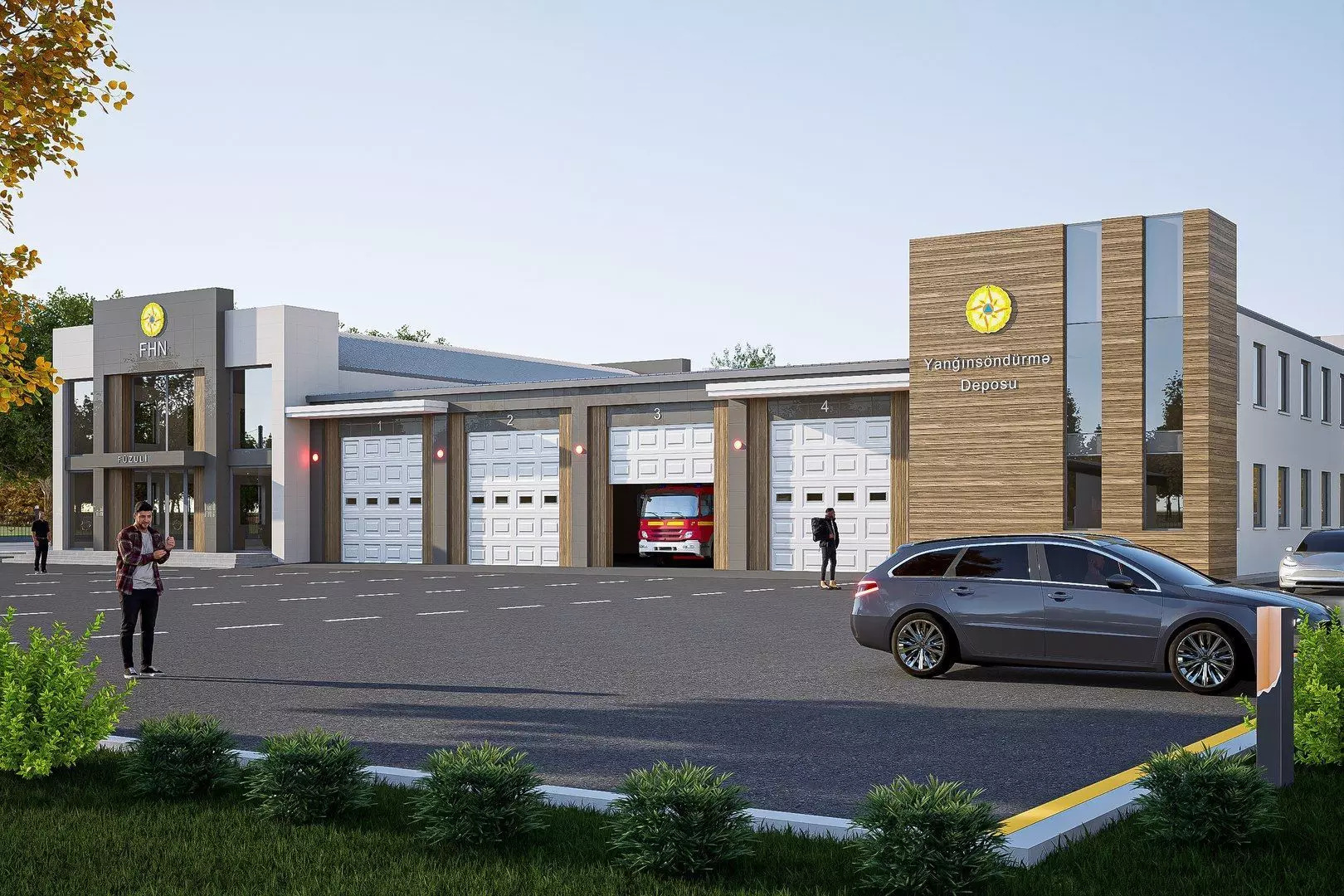 Fire station Low-poly 3D model_0