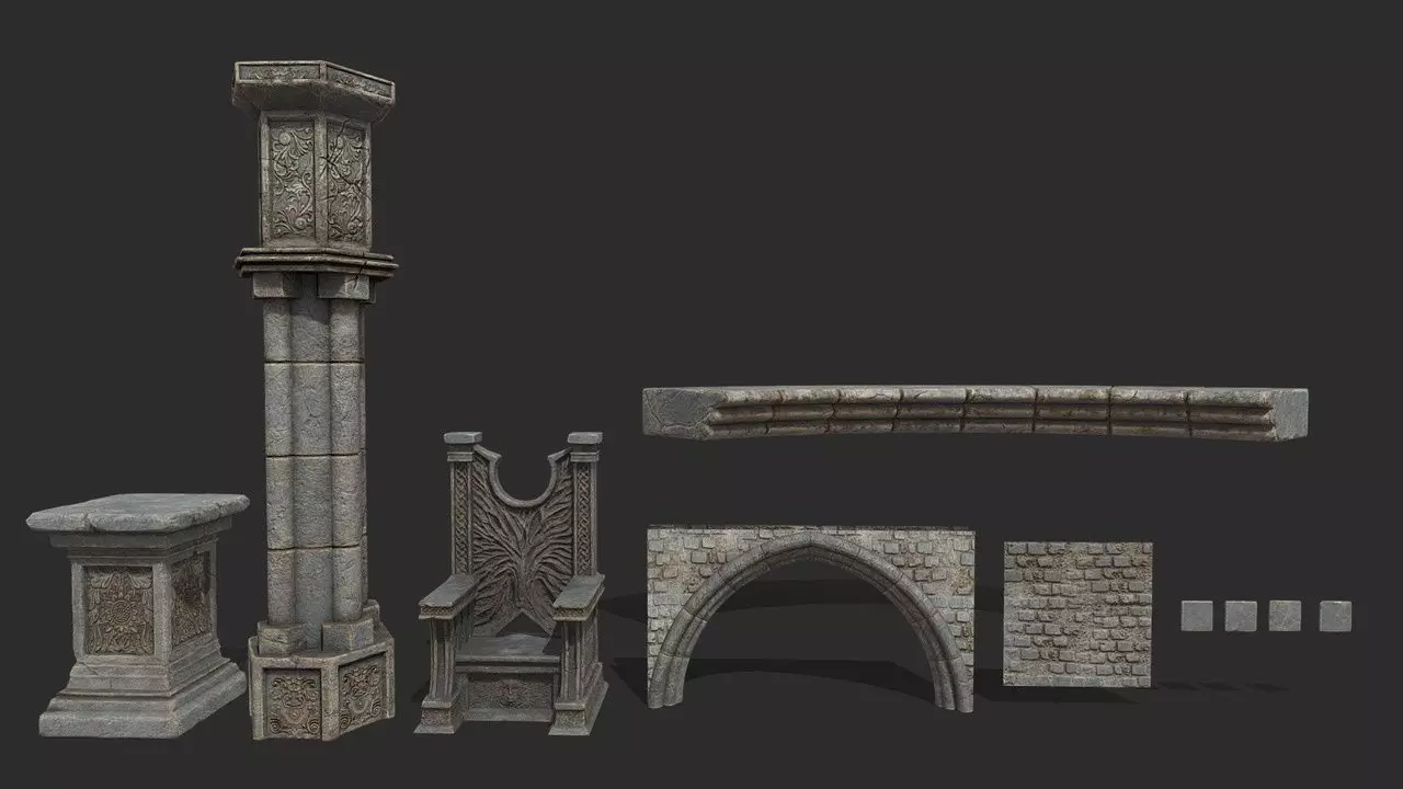 Construction Gothic Pack Low-poly 3D model_0