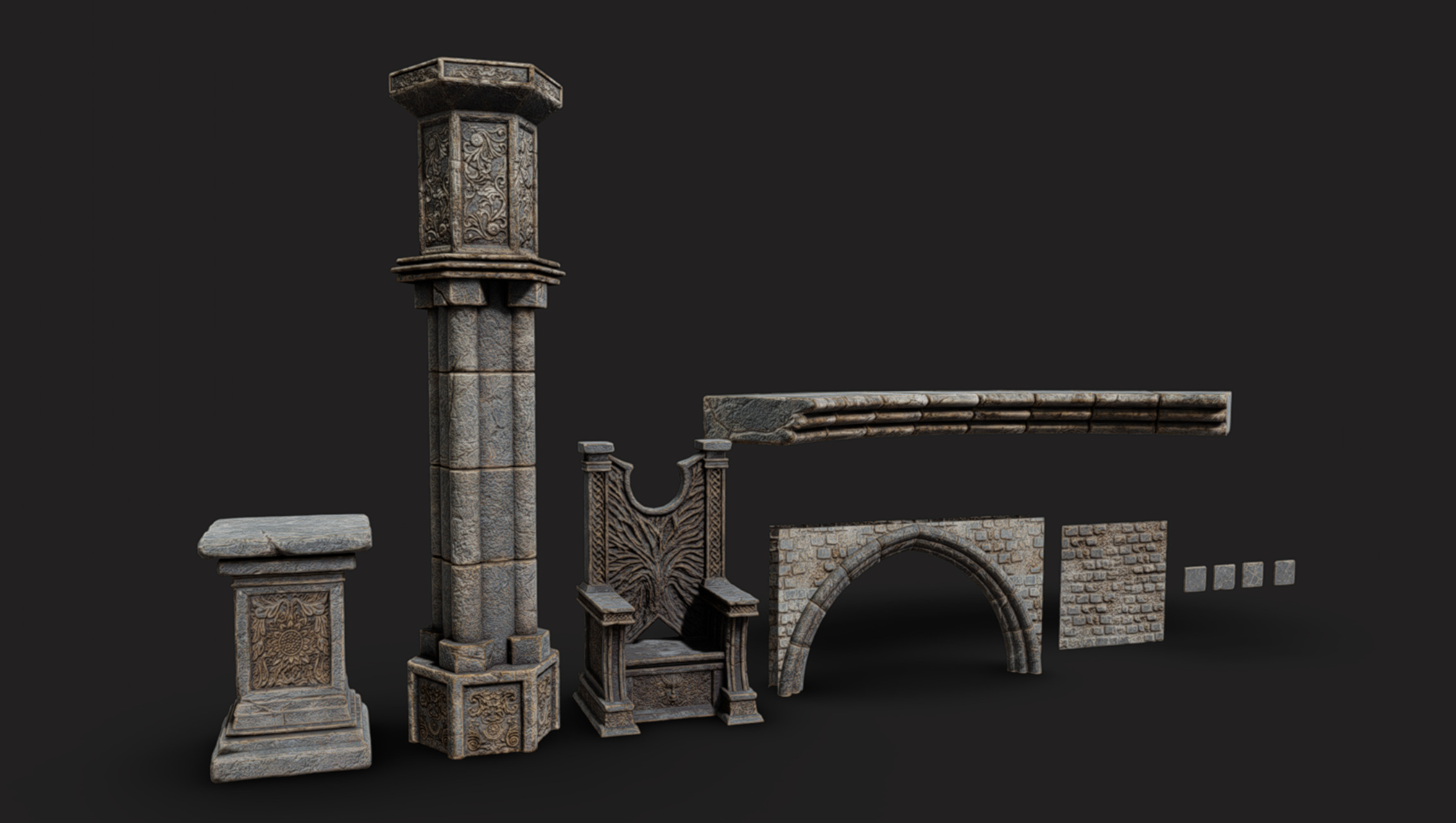 Construction Gothic Pack Low-poly 3D model_1