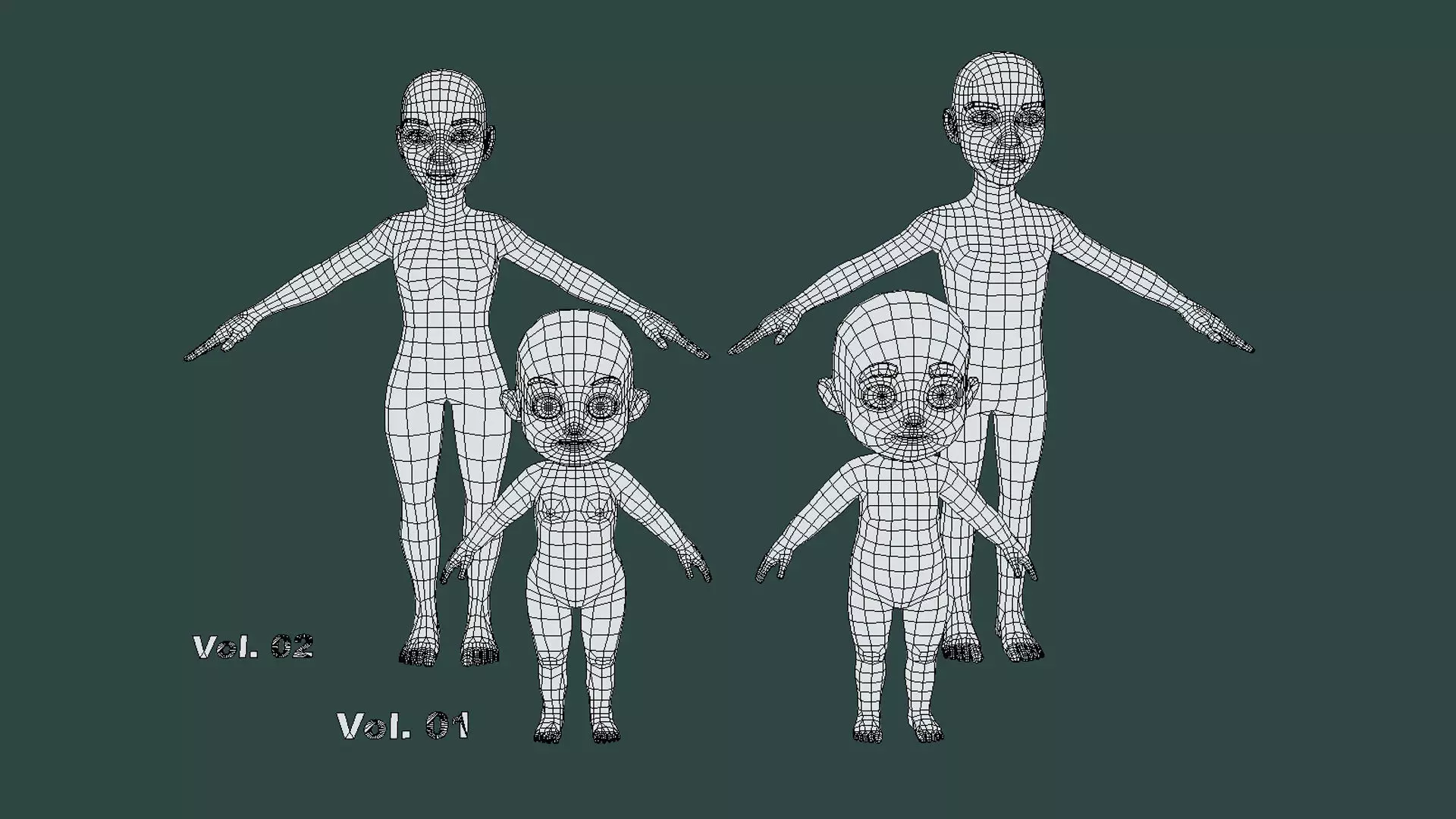 Base Mesh Pack - Character Collection Low-poly 3D model_23