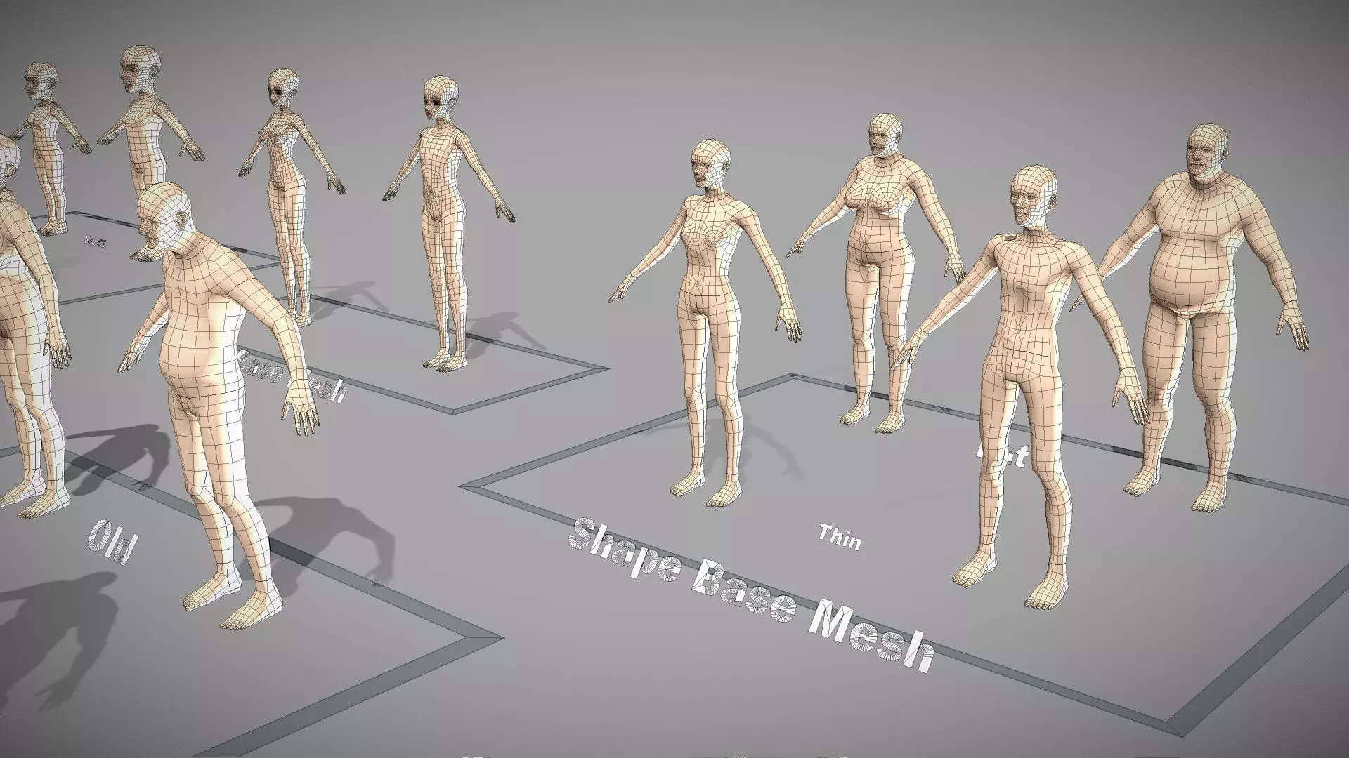 Base Mesh Pack - Character Collection Low-poly 3D model_6