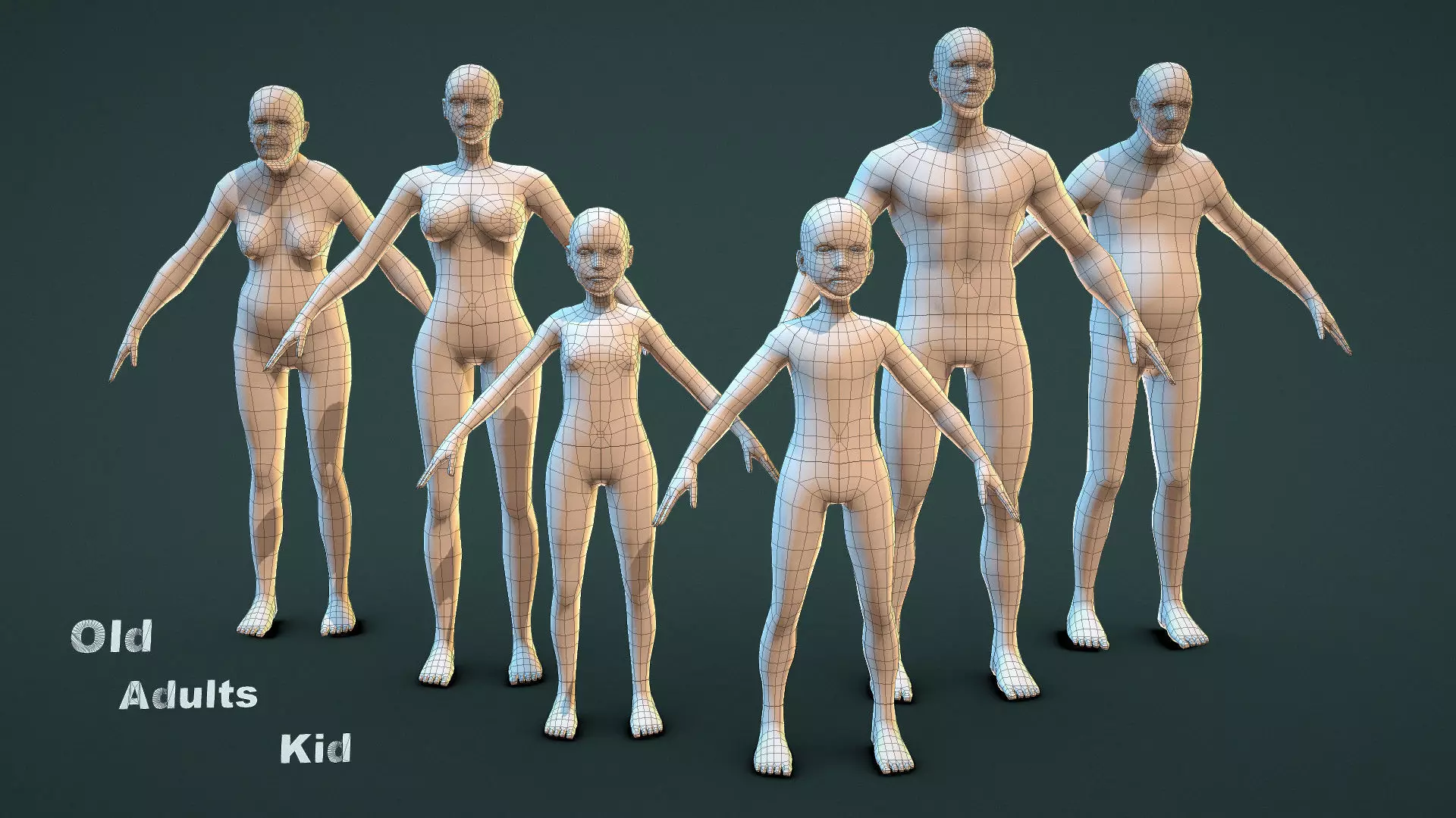 Base Mesh Pack - Character Collection Low-poly 3D model_13