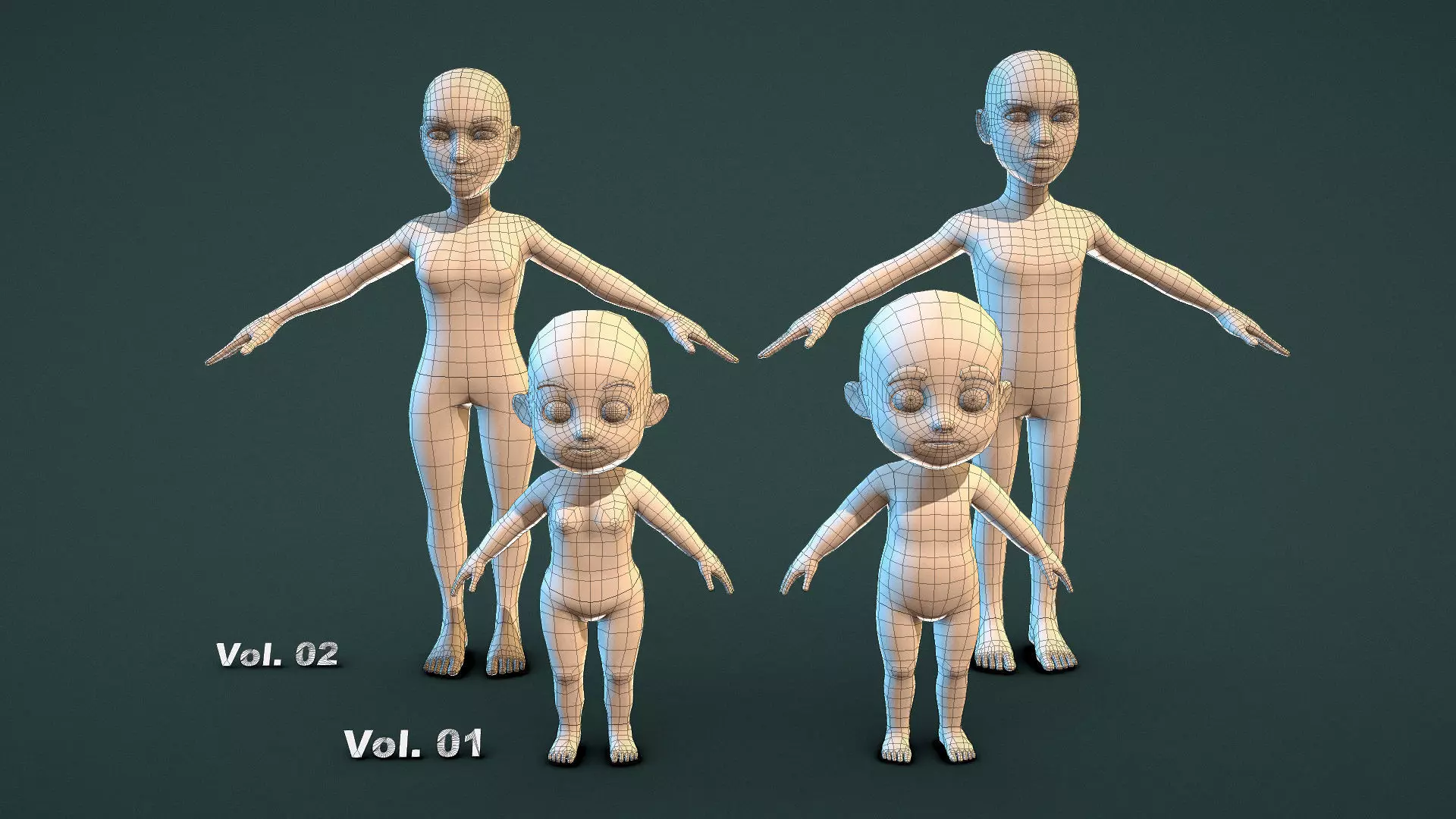 Base Mesh Pack - Character Collection Low-poly 3D model_22