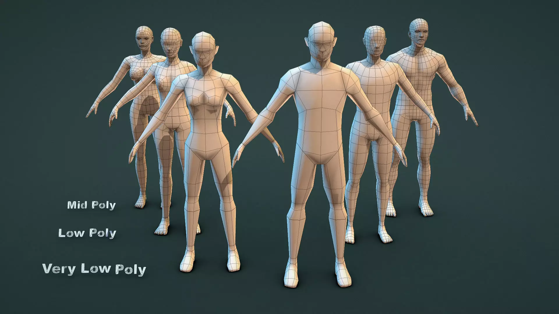 Base Mesh Pack - Character Collection Low-poly 3D model_8