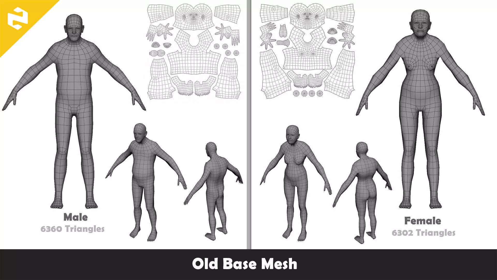 Base Mesh Pack - Character Collection Low-poly 3D model_17