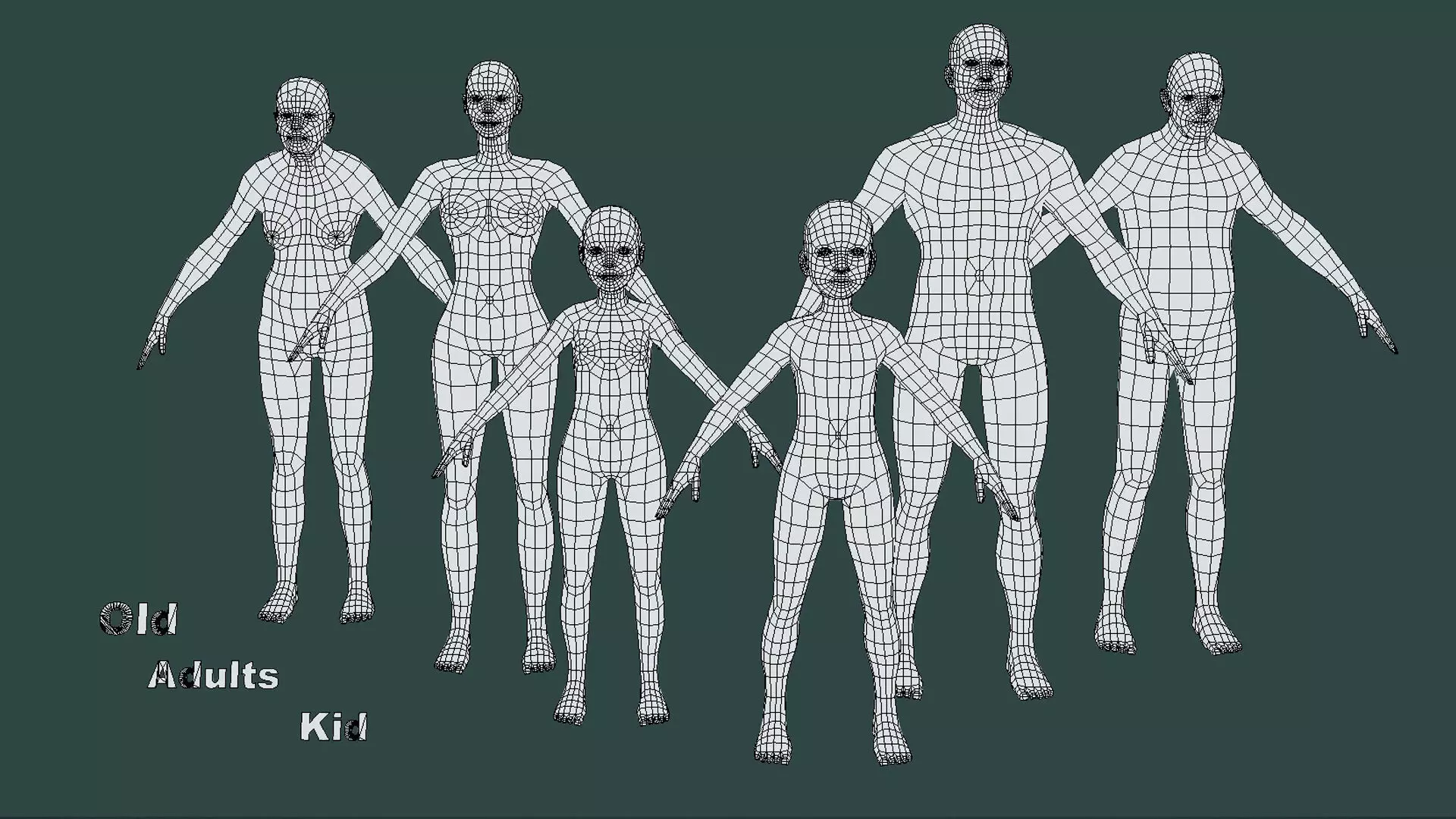 Base Mesh Pack - Character Collection Low-poly 3D model_14