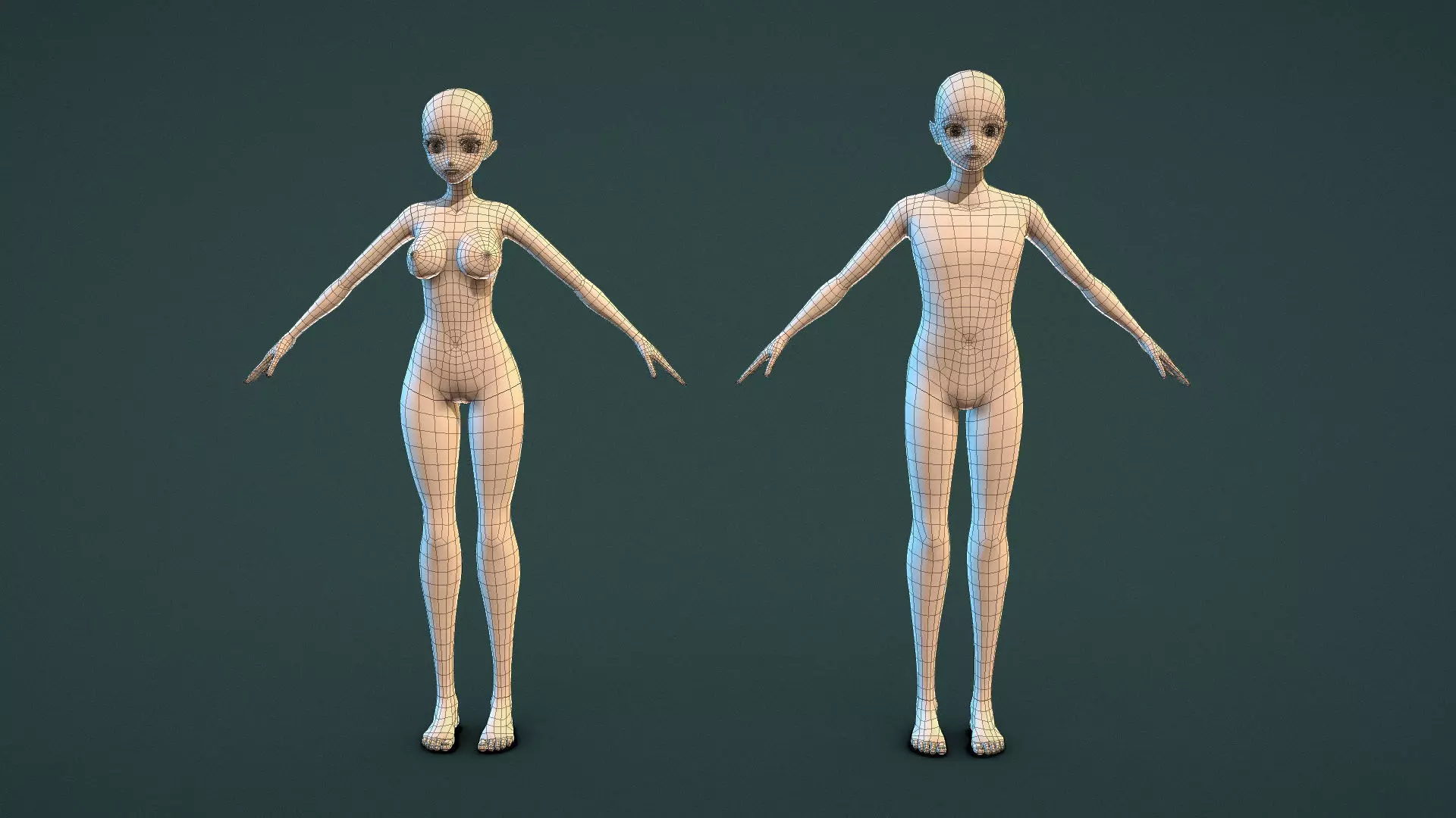 Base Mesh Pack - Character Collection Low-poly 3D model_18
