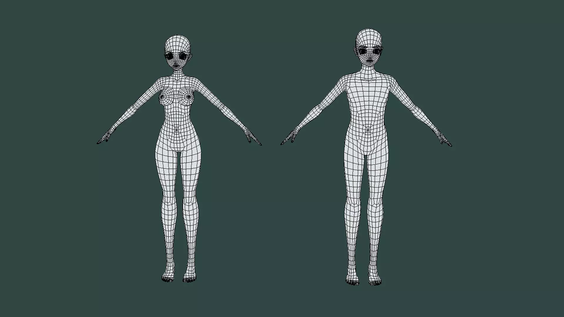 Base Mesh Pack - Character Collection Low-poly 3D model_19