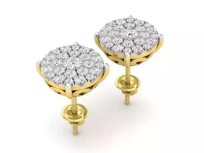 AV 518 Diamond Ladies Fashion Cluster Style Stud Earrings 3D print model