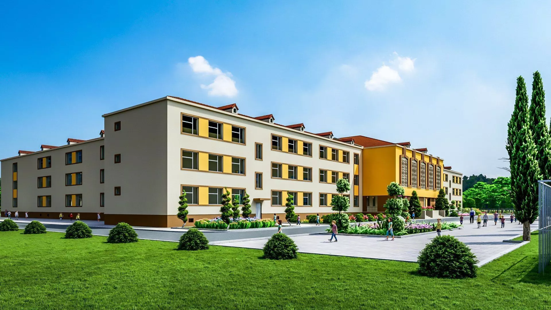 school Low-poly 3D model_0