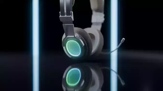 White Premium Headphone Rigged in Blender