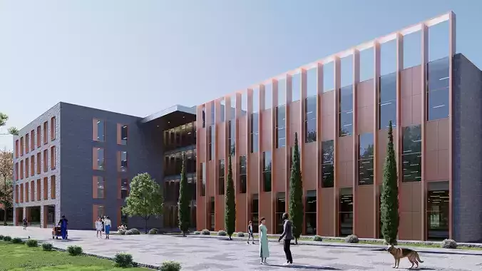 Healthcare building Low-poly 3D model