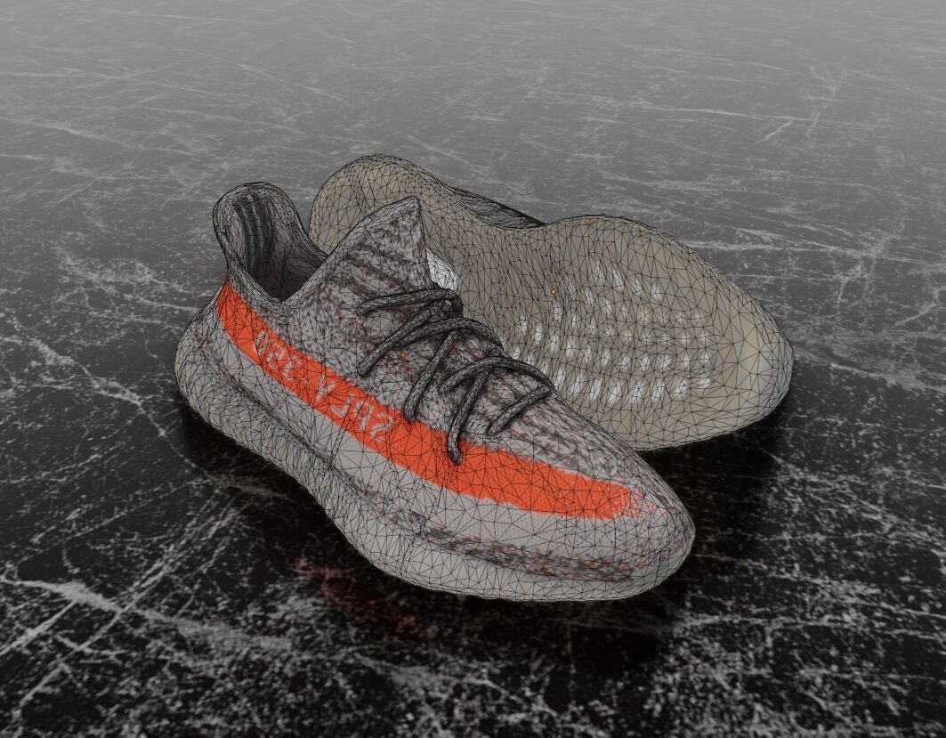 ADIDAS YEEZY BOOST 350 V2 BELUGA REFLECTIVE 3D SHOES Low-poly 3D model_16