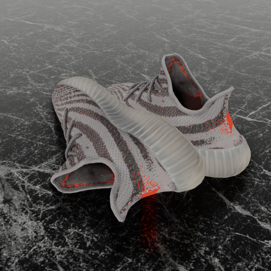 ADIDAS YEEZY BOOST 350 V2 BELUGA REFLECTIVE 3D SHOES Low-poly 3D model_6