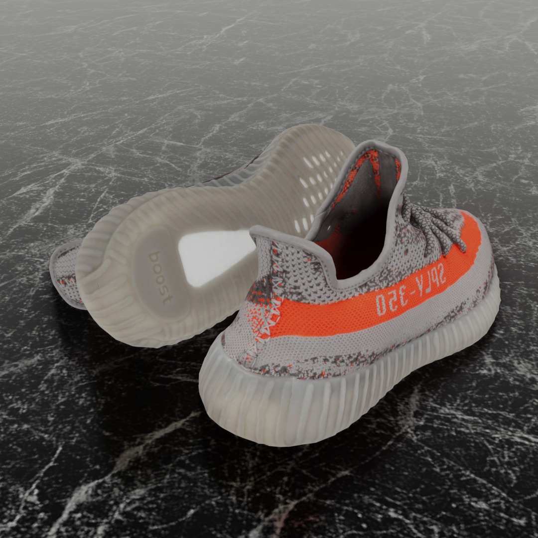 ADIDAS YEEZY BOOST 350 V2 BELUGA REFLECTIVE 3D SHOES Low-poly 3D model_5