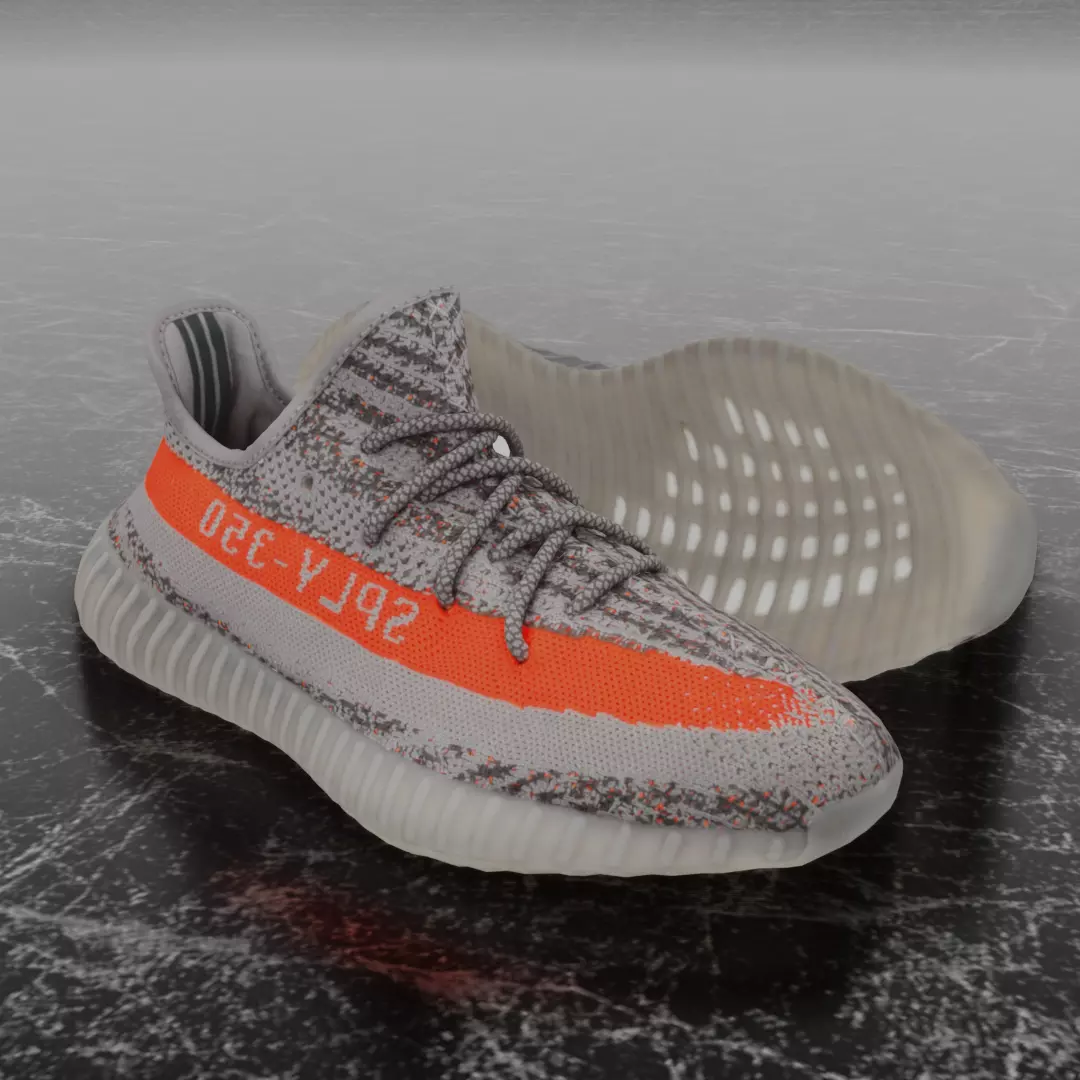 ADIDAS YEEZY BOOST 350 V2 BELUGA REFLECTIVE 3D SHOES Low-poly 3D model_0