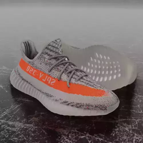 ADIDAS YEEZY BOOST 350 V2 BELUGA REFLECTIVE 3D SHOES Low-poly 3D model