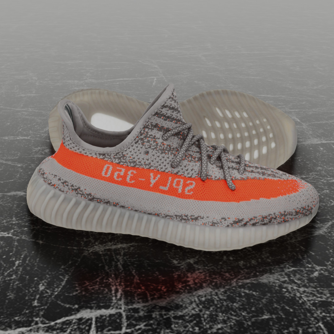 ADIDAS YEEZY BOOST 350 V2 BELUGA REFLECTIVE 3D SHOES Low-poly 3D model_4