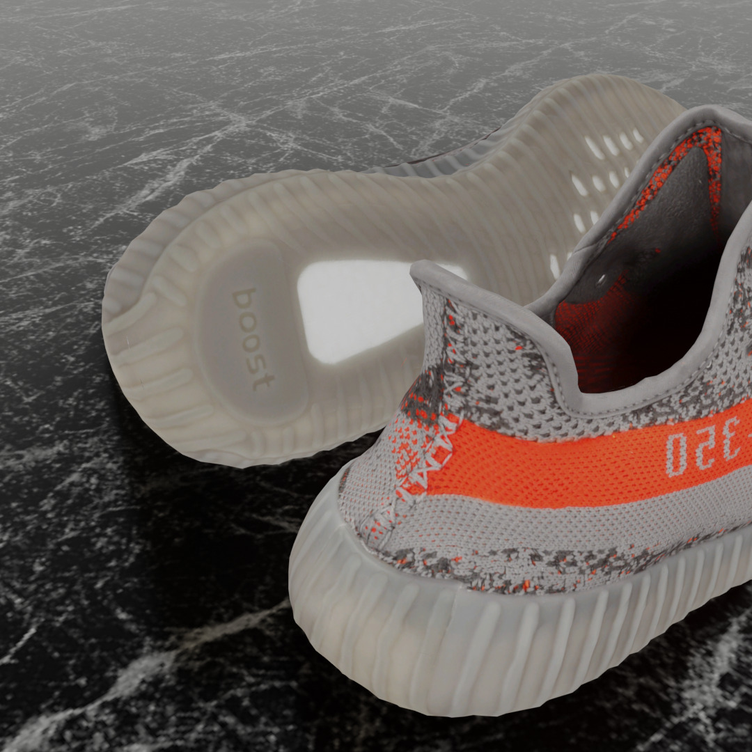 ADIDAS YEEZY BOOST 350 V2 BELUGA REFLECTIVE 3D SHOES Low-poly 3D model_9