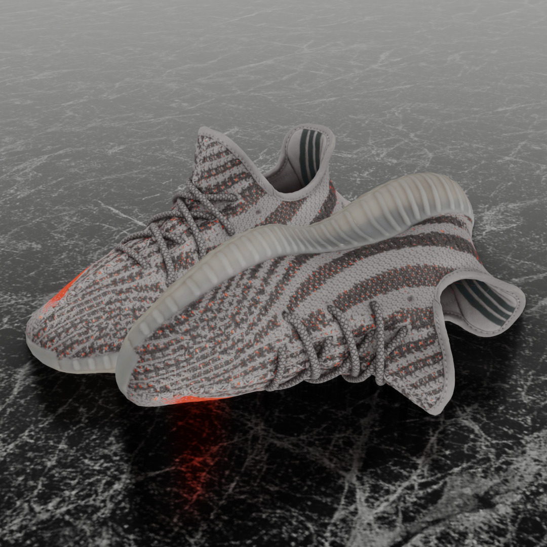 ADIDAS YEEZY BOOST 350 V2 BELUGA REFLECTIVE 3D SHOES Low-poly 3D model_1