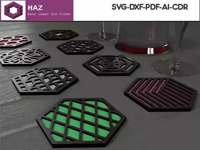 Hexagon Coaster Set 054