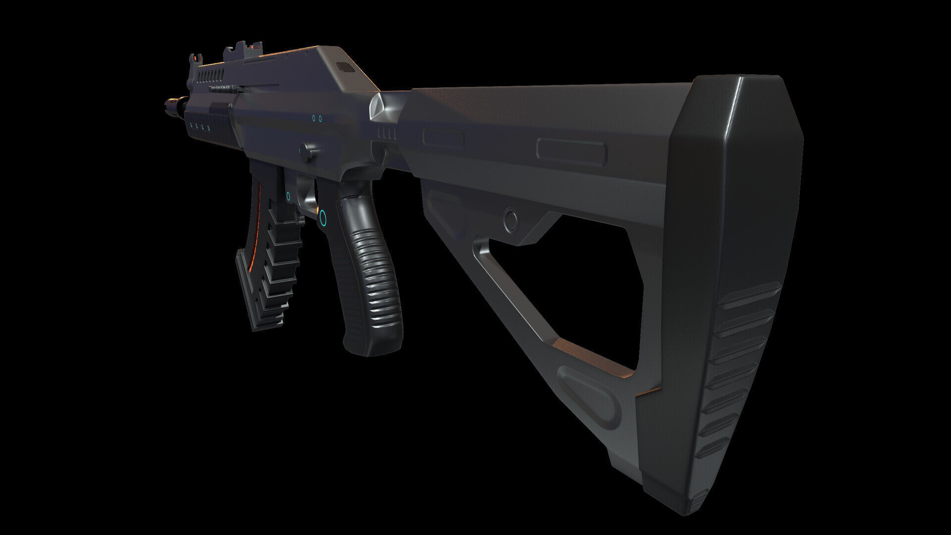 Futuristic weapon for mobile game inspired by an Ak47 Low-poly 3D model_3