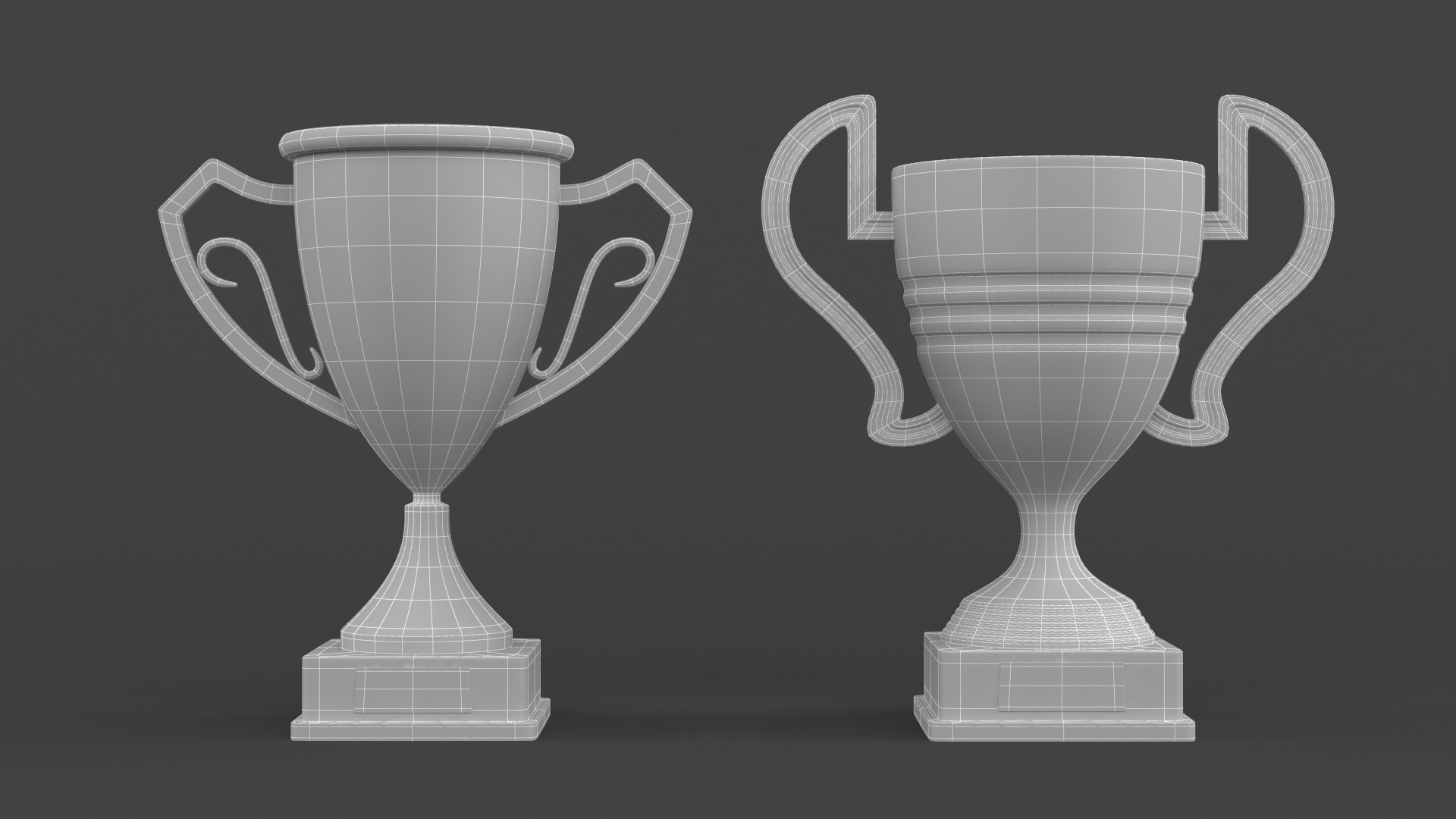 Gold Trophy Cups 3D model_5