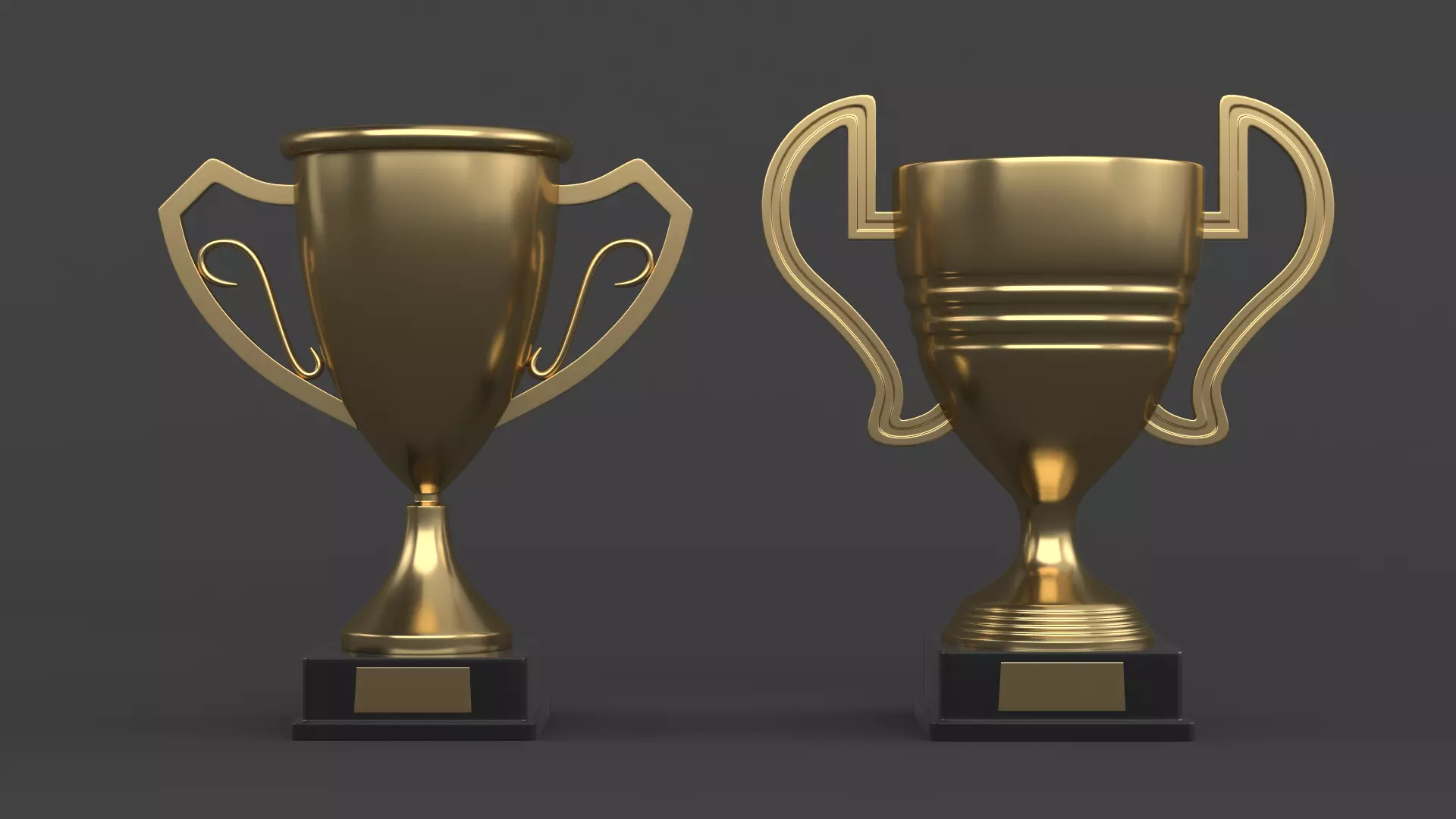 Gold Trophy Cups 3D model_0