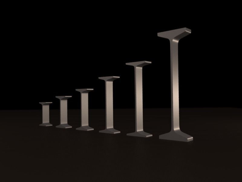 Steel I-beam sections Free 3D model