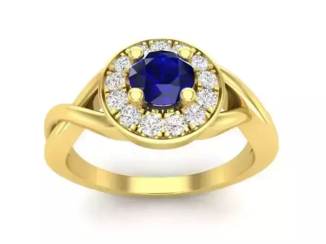 AV 525 Diamond Ladies Swirl Bridal Halo Engagement Ring 3D print model