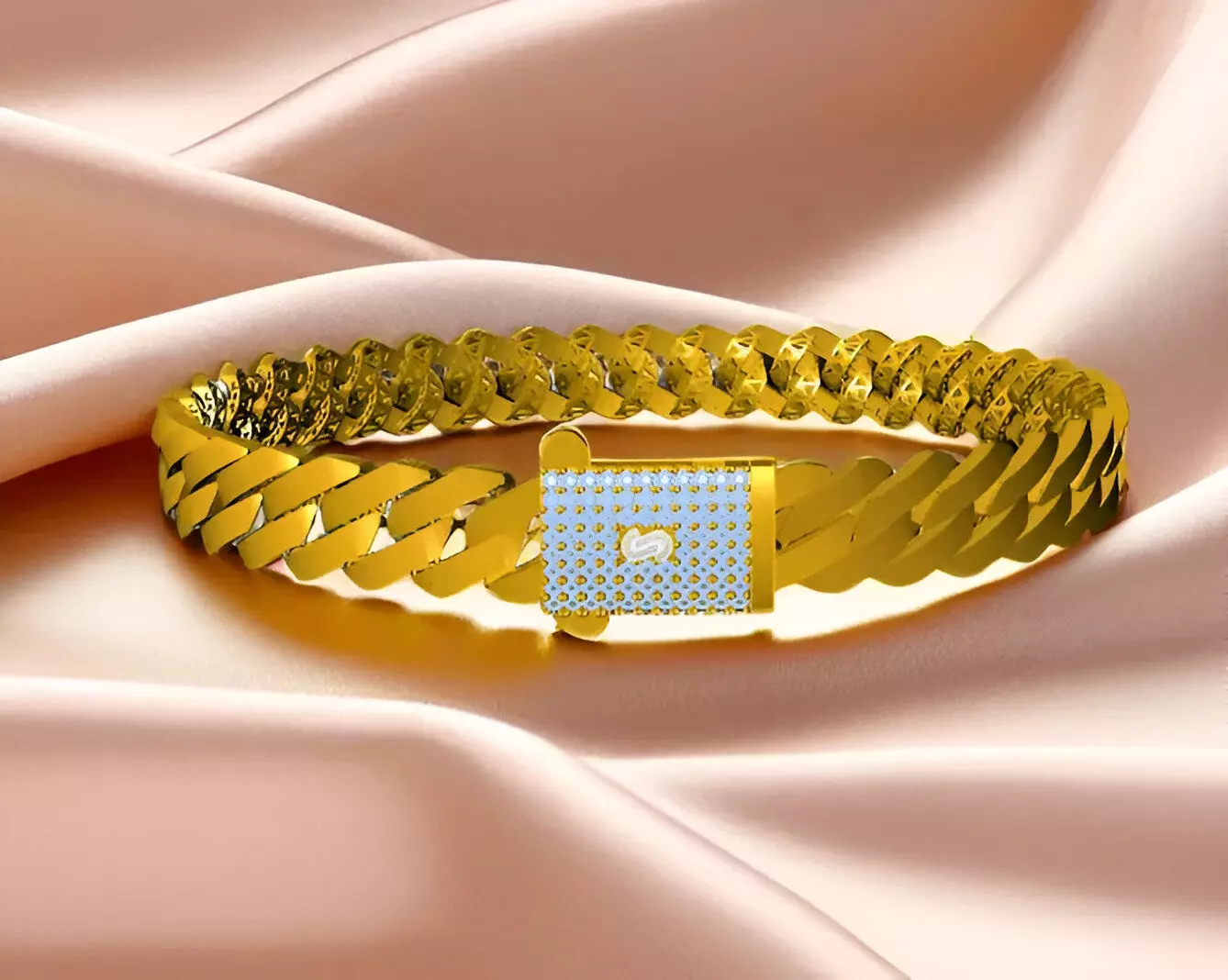 Gold-Plated Cuban Link Bracelet 3D print model