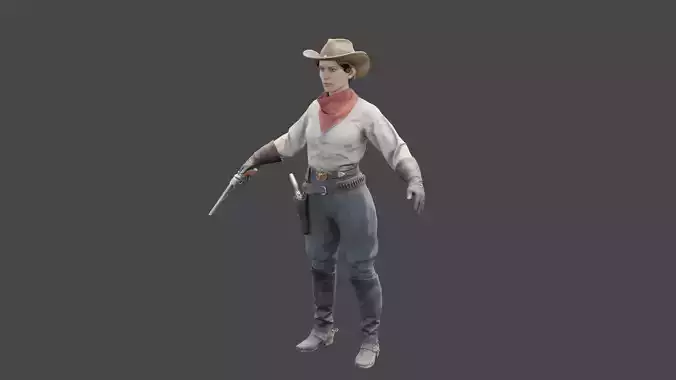 Realistic Girl Rigged - Wild West Low-poly 3D model