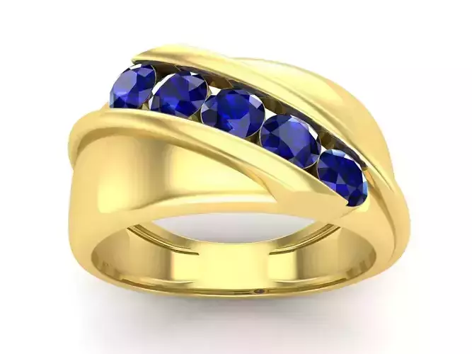 AV 546 5 Stone mens wedding ring  