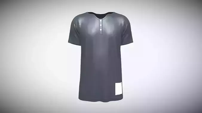 T-Shirt With Button In Low Poly