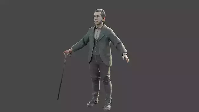 Realistic Man Doctor Rigged - Wild West Low-poly 3D model