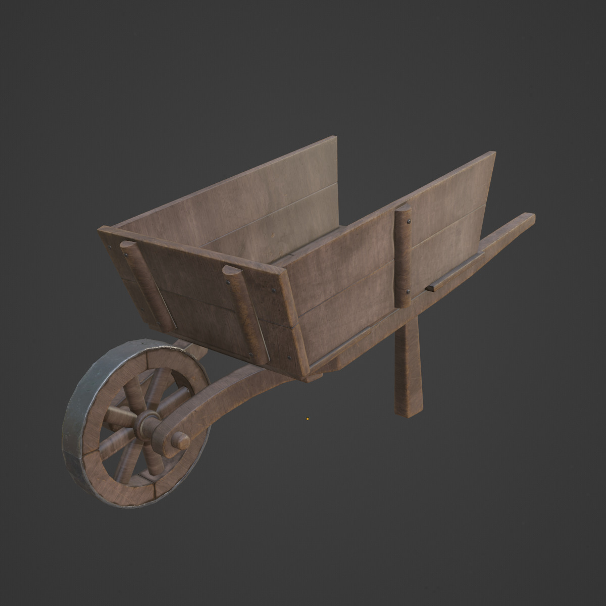 Medieval Wooden Cart 02 Low-poly 3D model_6