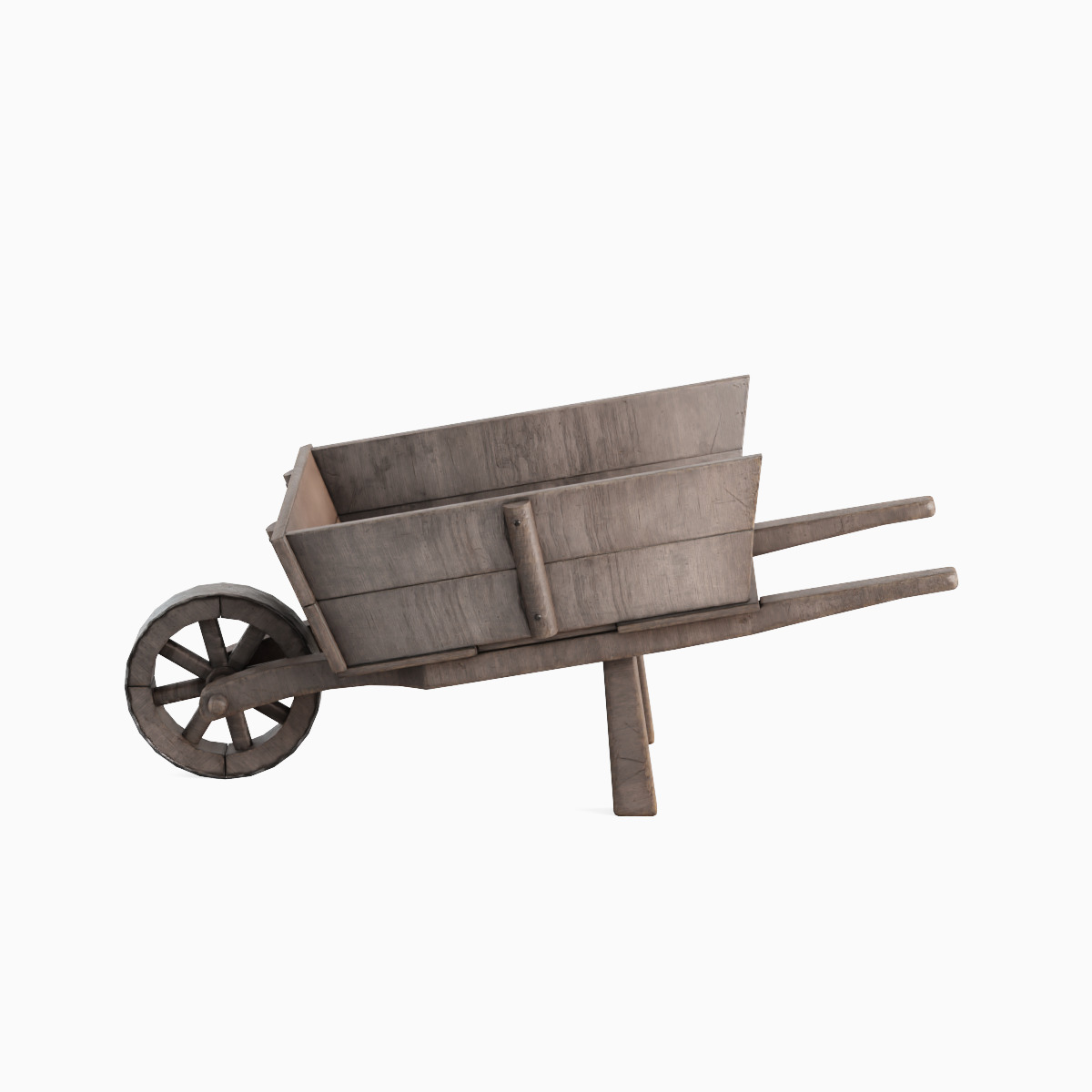 Medieval Wooden Cart 02 Low-poly 3D model_5