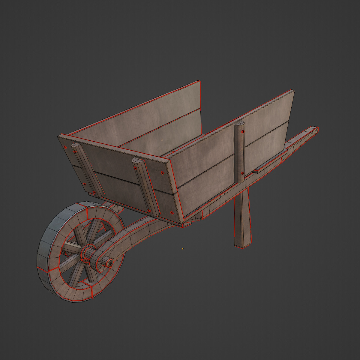 Medieval Wooden Cart 02 Low-poly 3D model_7