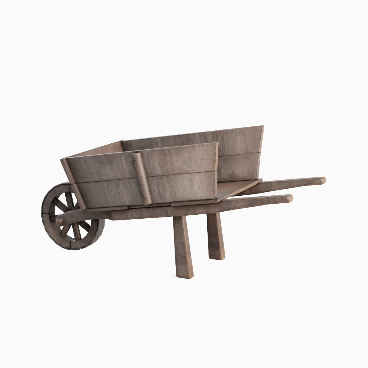 Medieval Wooden Cart 02 Low-poly 3D model_2