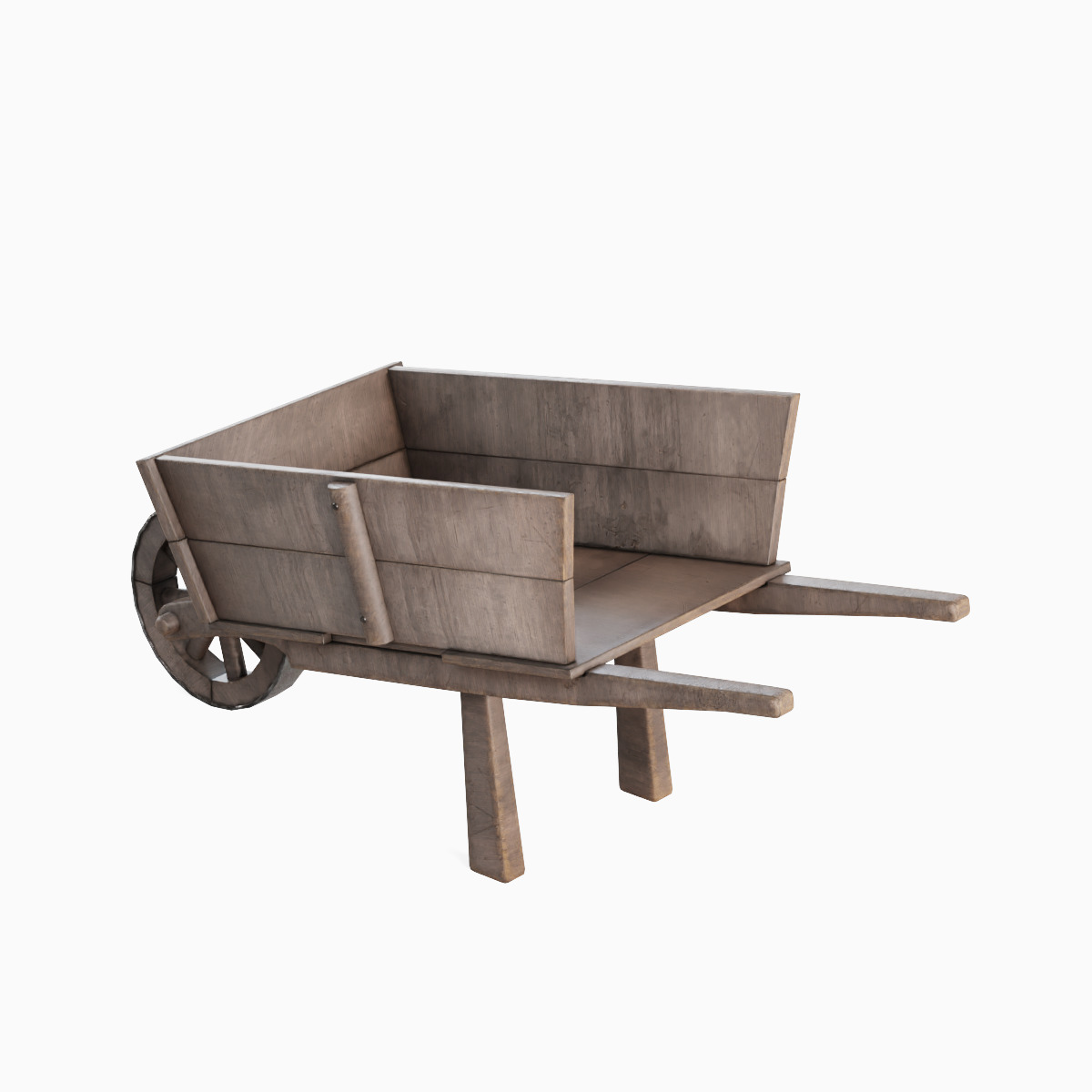 Medieval Wooden Cart 02 Low-poly 3D model_4