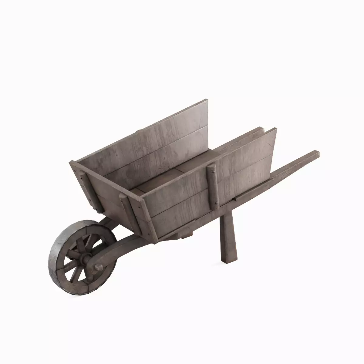 Medieval Wooden Cart 02 Low-poly 3D model_0