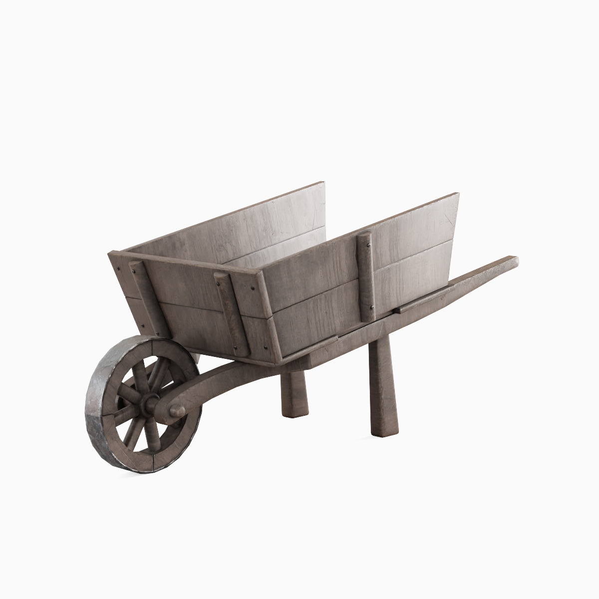 Medieval Wooden Cart 02 Low-poly 3D model_1