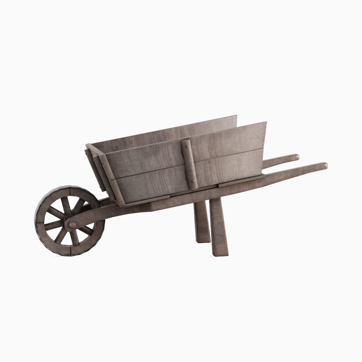 Medieval Wooden Cart 02 Low-poly 3D model_3