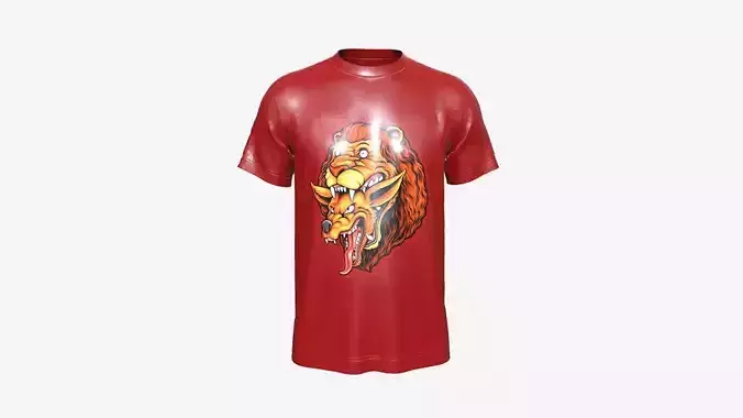 Tshirt-Lion Face In Low Poly