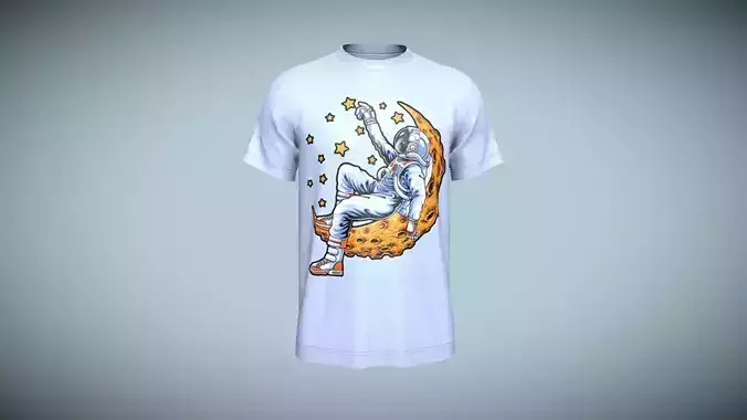 Tshirt-Lying On The Moon In Low Poly